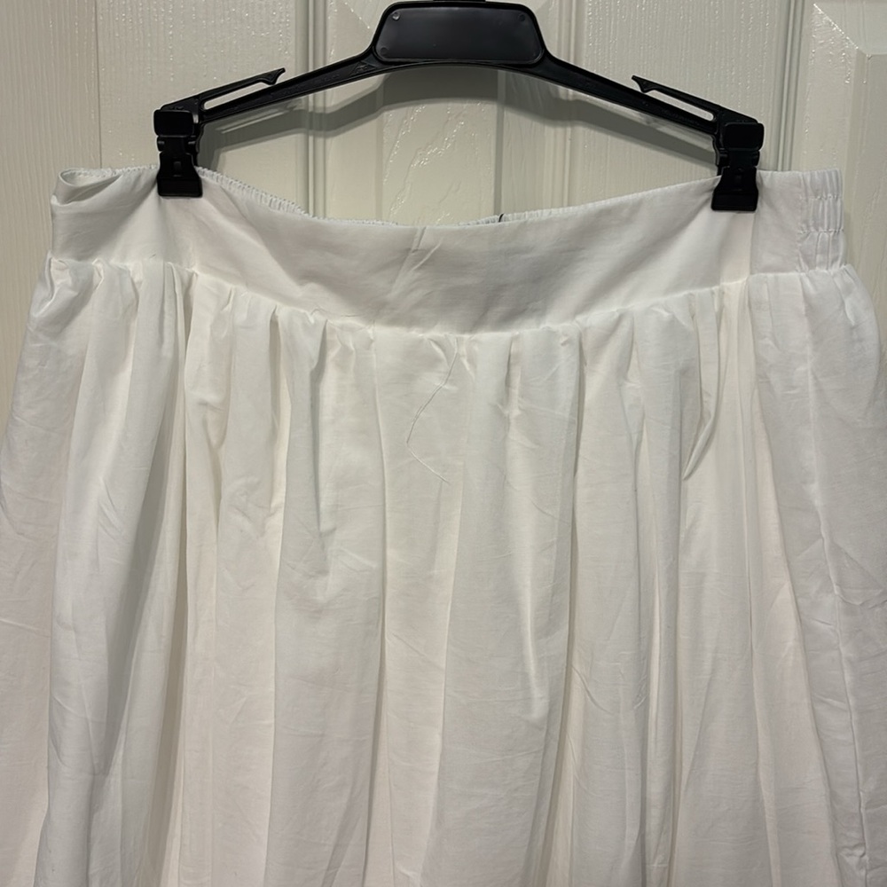 White Maxi Skirt with Navy Embroidery - Picture 3 of 7